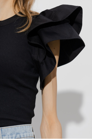 Black 'Bonnie' top with ruffles Ulla Johnson